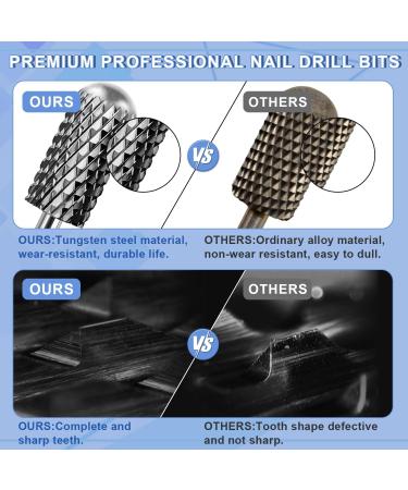 Nail Drill Bits Set - Tungsten Carbide Cuticle Clean & Smooth Barrel Head Coarse Bits for Acrylic, Gel Polish, Natural Nails - 2Pcs 3/32 Snake Head Coarse - Buy Online on SooperMarket.com