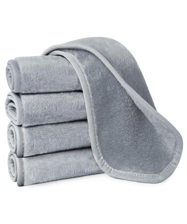 URAQT 5 Pack Face Cloths Make Up Remover Microfibre Face Wipes for Reusable Makeup Remover Cloth Washable Ultra Soft Facial Cleansing Wipe Cloths (Grey) 5pcs-grey