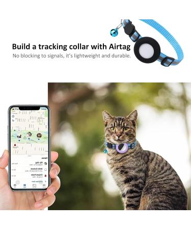2022 Airtag Cat Necklace Holder - Small Air Day Cat Neckband for Apple Airtag GPS Tracker | Black Pink Purple & Lumiblau Options - Buy Online on SooperMarket.com
