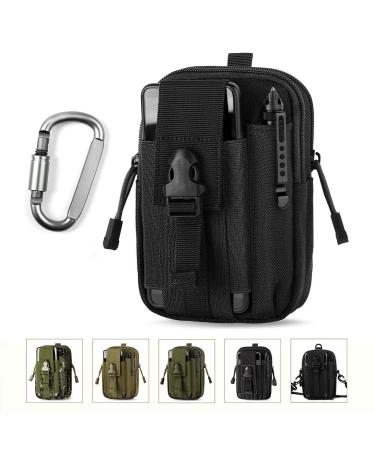 Unigear tactical hip pockets men with aluminum carabiner belt pocket fell -packed pocket cell phone pocket molle pocket multifunctional outdoor sport compact and light reusable black