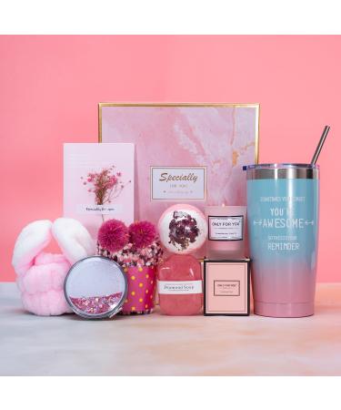 Birthday Gifts for Women  Unique Happy Birthday Box  Relaxing Spa Gift Thank you gifts Mother's day gifts  Christmas Gifts for Mom Sister Best Friend Wife  Gifts for Women Who Have Everything  Pink