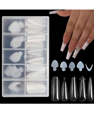 U-Shinein French Dual Nail Shape Set Nail Extension Mold & French Pads Reusable Silicone Nail Stencils French Shapes Forms Stickers French Nails Stencil for Nail Art Nail Design