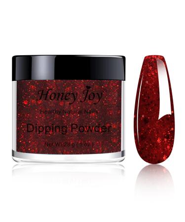 28g/Box Rose Red Wine Shine Glitter Sequins Paillette Dip Powder Nails Dipping Nails Long-Lasting Nails No UV Light Needed (No.126) HJ-ND064B-No.126