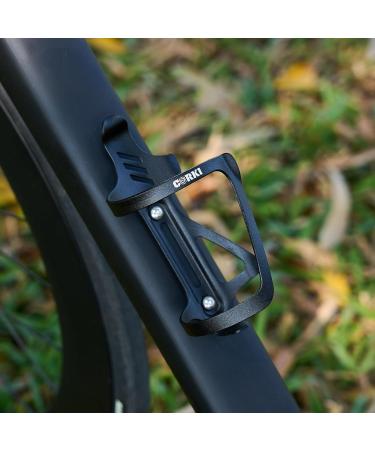 Corki Cycles Bike Bottle Holder - Right & Left Slide-Entry for Racing MTB & E-Bikes - Aluminum Black 2-Pack - Buy Online on SooperMarket.com