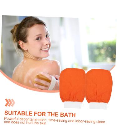 Beavorty 4pcs Bath Gloves and Sponge Set - Exfoliating Shower Accessories in Orange - Buy Online on SooperMarket.com