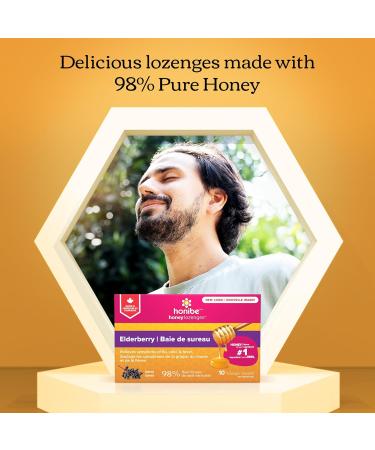 Honibe 100% Pure Honey Lozenges | Made in Canada | Mucus and Cough Relief | With Elderberry | 1 pack (10 lozenges) | Natural Berry - Buy Online on SooperMarket.com