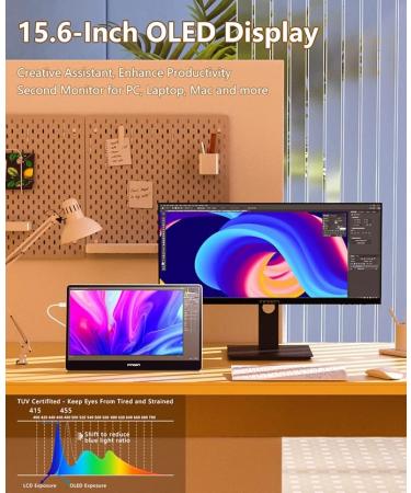 INNOCN Portable Monitor 15.6" OLED 1080P FHD USB C Laptop Monitor HDMI Computer Display HDR Gaming Monitor w/Detachable Stand & Speakers - 15A1F - Buy Online on SooperMarket.com