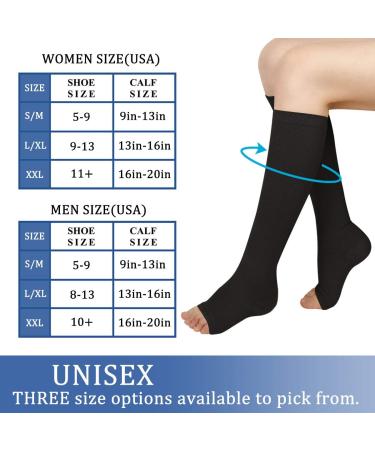 Evolyline 3 Couple Compression Stockings for Men & Women - Medical Support Socks for Leg Pain Varicose Veins & Thrombosis - Open Lace Design - Black S-M - Buy Online on SooperMarket.com