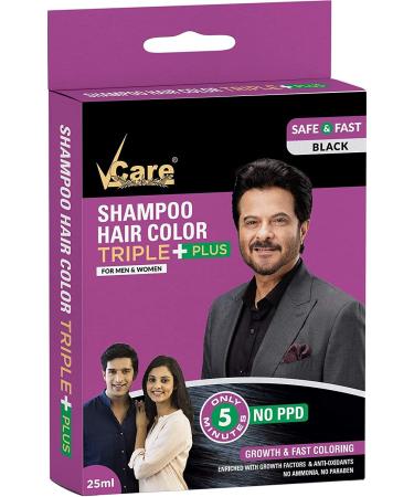 Buy Pack of 8 Vcare Shampoo Hair Color Black (25ml) - Free Vetiver Bath Scrub | International Shipping - Buy Online on SooperMarket.com