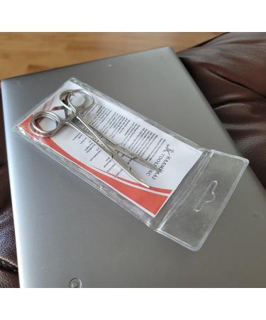 Two Piece Set - 5" Mosquito Hemostat Forceps with 3 Position Lockings Curved + Straight Teeth Polished Finish Pliers - Buy Online on SooperMarket.com
