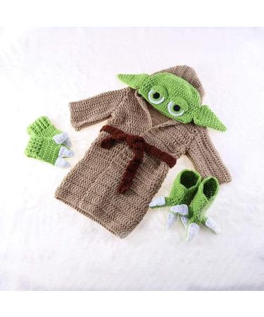 Handmade Crochet Star Wars Yoda Baby Costume Set - Newborn Photography Prop in Green - Buy Online on SooperMarket.com
