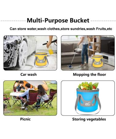 IFWELL Collapsible Bucket 5 Gallon Portable Folding Basin Pail - Blue Yellow 20L-12L - Buy Online on SooperMarket.com