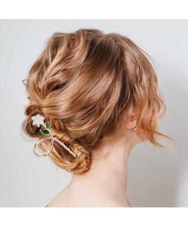 White Lily Metal Hair Claws - Strong Hold Claw Clips for Thick Hair | Lusofie Flower Hair Accessories - Buy Online on SooperMarket.com