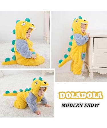 Doladola Baby Romper Dalmatian Animal Onesie | Toddler Jumpsuit Newborn Outfit 2-3.5 Years | Yellow Dinosaur Print - Buy Online on SooperMarket.com