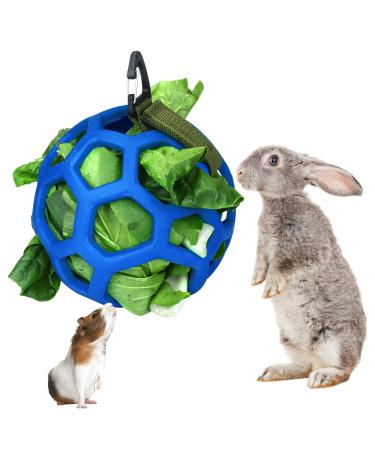 Rabbit Guinea Pig Hanging Hay Feeder Ball Small Animal Feeder Rack Dispenser Food Balls Toy Pet Grass Play Hay Chew Ball Grass Vegetable Hanging Holder for Small Animals Pet Hamster Rabbit (Blue)