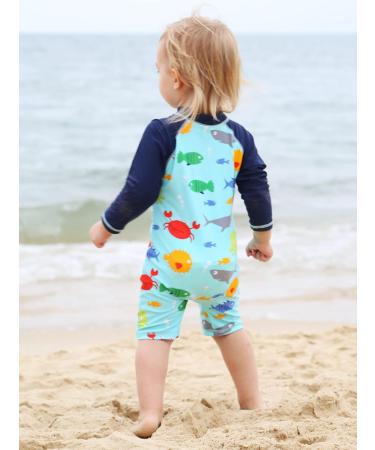 HUAANIUE Baby Girls One Piece Long Sleeve Swimwear UPF 50+ | Boys Bathing Beachwear 3-4 Years D | Sea-life Print - Buy Online on SooperMarket.com