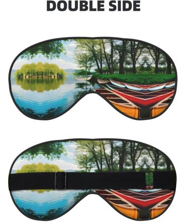 Lake with Boats Canoes Eye Mask | Soft Breathable Travel Sleep Patch for Relaxation - Buy Online on SooperMarket.com