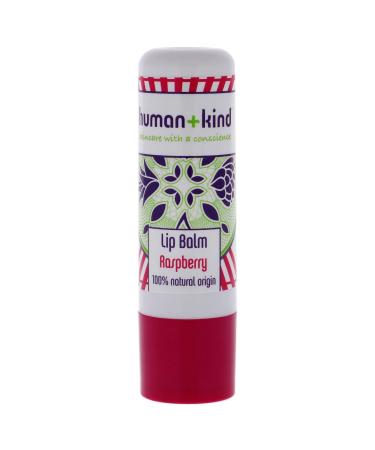 Human+Kind Lip Balm - 100% Natural Formula - Contains Vitamin E - Keeps Lips Soft And Smooth - Repairs And Moisturizes Chapped Lips - Long Lasting - Perfect For Sensitive Lips - Raspberry - 4.8 g