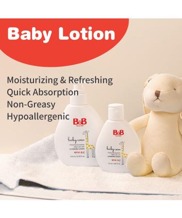 B&B Baby Lotion - Gentle Moisturizing Face and Body Lotion for Newborns - Jojoba Oil & Shea Butter Formula - Allergen-Free Citrus Scent - 6.76 fl.oz - Buy Online on SooperMarket.com