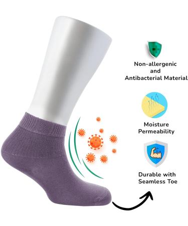 Cosyfeel Women Loose Diabetic Socks | 4-Pack Neuropathy Ankle Socks for Ladies | Super Soft Eco-Friendly Bamboo Material | Durable with Seamless Toe | Multicolour Patterns | 4 Seasons 7-9 1/2 CHALK VIOLET - Buy Online on SooperMarket.com