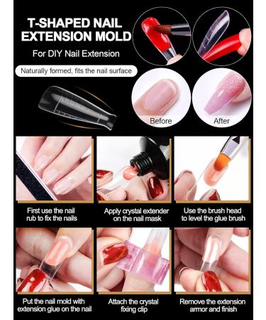 Kalolary Nail Mold Acrylic Nail Forms 100Pcs T Curve Shape + 10 Pink Nail Tip Clips - Buy Online on SooperMarket.com