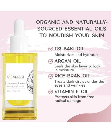 Amaki Japanese Tsubaki Oil: Face Moisturizer for Women - Anti Aging, Hydrating, Gua Sha Oil - 50ml - Buy Online on SooperMarket.com
