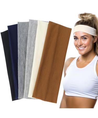 Sularpek 6 Pack Yoga Headbands Elastic Head Band Welding Hair Bands Hairband Women D n Summer Soft Hair Ripe For Women Yoga Workout Fitness Head Bands Color