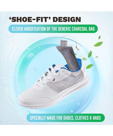 AirClear Bamboo Charcoal Shoe Deodorizer Bags - 4 Pack 3.5oz/100g | Natural Fresh Air Purifier for Shoes, Bags & Clothes | Eliminate Odors & Harmful Particles | Grey Color - Buy Online on SooperMarket.com