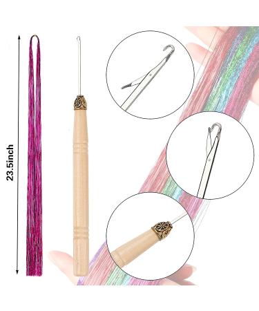 47 Inches Hair Extensions: 12 Colors Holographic Glitter Fairy Tinsel Kit for Women & Girls - Hair Accessories for Sparkles at Halloween, Christmas, New Year, Cosplay Party - Buy Online on SooperMarket.com