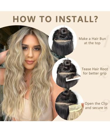 ALXNAN Clip in Long Wavy Synthetic Hair Extension 20 Inch Dirty Blonde - 4PCS Thick Double Weft Hairpieces for Women - Buy Online on SooperMarket.com
