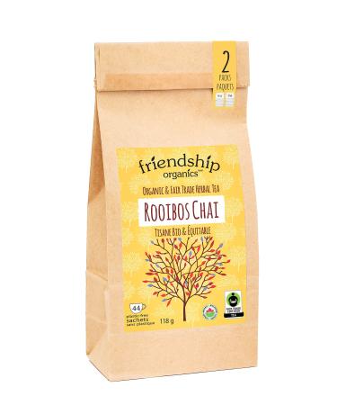 Friendship Organics Rooibos Chai Tea Bags Organic and Fair Trade Herbal 44 Count 44 Count (Pack of 1)