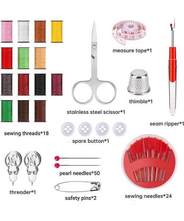 Premium 104 Pcs Sewing Kit for Beginners & Travelers - Portable Needle and Thread Set with 18 Color Threads, Needles, Scissors, and Thimble - Buy Online on SooperMarket.com