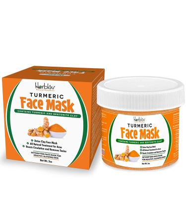 Turmeric Face Mask - Skin Brightening Mask with Turmeric and Bentonite Clay - All-Natural Face Mask for Acne Treatment - Boosts Circulation and Removes Toxins - Detox Clay Face Mask Made in USA