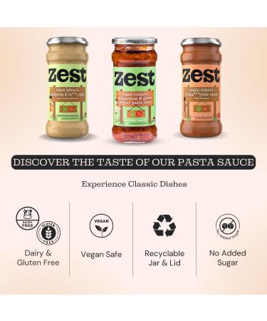 Zest Tomato Mushroom and Green Pepper Pasta Sauce 340g Vegan Dairy & Gluten Free Plant Based No Added Sugar - Buy Online on SooperMarket.com