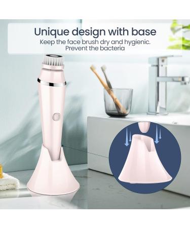 4 in 1 Facial Cleansing Brush - Electric Face Spin Brush with 4 Replacement Heads for Cleaning Exfoliating Massaging (Pink) - Buy Online on SooperMarket.com