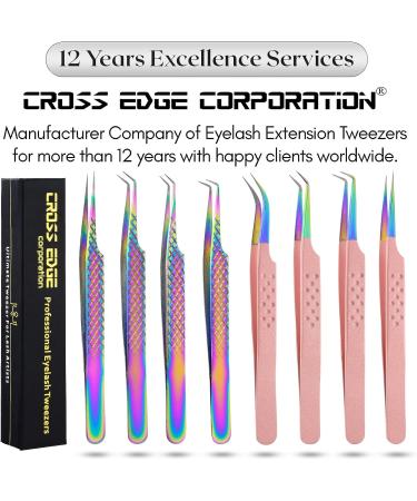 Professional Fiber Tip Lash Tweezers Set - Japanese Steel, Curved & Volume Lash Tweezers - Blush Pink - My Lash Tools - Buy Online on SooperMarket.com