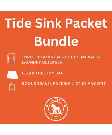 Buy Tide Sink Travel Packets Bundle - 3 Packs with Clear Toiletry Bag & Packing List | 11-in-1 Travel Essentials Kit - International Shipping Available - Buy Online on SooperMarket.com