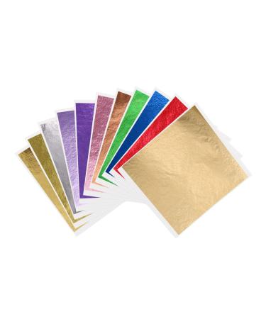 Gold Foil Sheets, 600pcs Multipurpose 8cmx8cm Gold Leaf Paper for Arts Decor,Crafts,Gilding,Furniture,Nails,Paintings,Slime,Wall 12 colors-8cm-600pcs