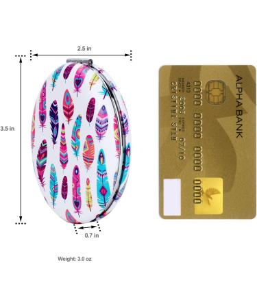 YTZJ Shatterproof Compact Mirror for Travel, Double-Sided Oval Makeup Mirror with Distortion-Free Feather Pattern - Perfect for Women and Girls - Buy Online on SooperMarket.com