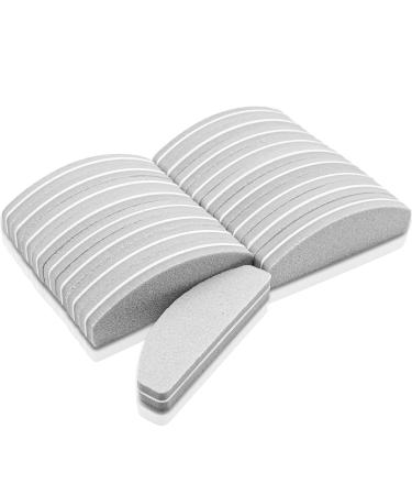 20 PCS Mini Nail Buffer Block for Gel Acrylic Nails Half Moon Nail Files and Buffers Double-Sided Sponge Nail Polish Sanding Buffer Nail(Grey)