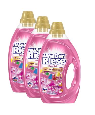 White giant color gel aromatherapy essentials 60 (3 x 20 washes) liquid detergent with orchid & macadamia oil nourishing color detergent with essential oils that are 100% naturally fresh 1 l (3 pack)