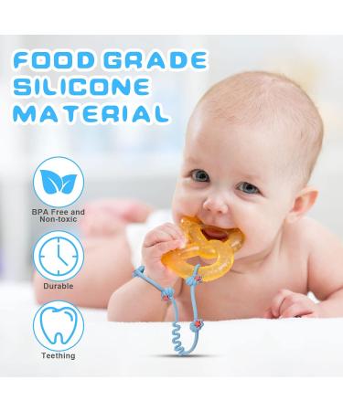 Vicloon Silicone Toy Clip 2Pcs Toy Safety Straps Food Grade Silicone Pacifier Clips Sippy Cup Strap Adjustable Stroller Pacifier Strap Hanging Toys Baby Toy Anti Drop Chain Blue/Green - Buy Online on SooperMarket.com