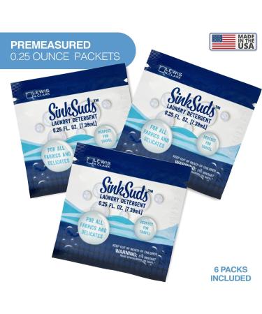Travel Laundry Detergent Liquid Soap + Odor Eliminator - TSA Compliant 6 Sink Packets for All Fabrics Delicates Safe Compact & Convenient | Buy Online - Buy Online on SooperMarket.com