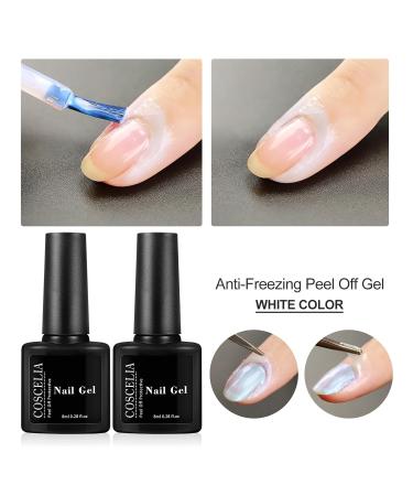 COSCELIA Anti-Freezing Peel Off Gel - Liquid Latex Nail Skin Protection with Curved Tweezers for Nail Art - 8077 - Buy Online on SooperMarket.com