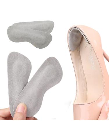 Wotermly 2 Pairs Heel Pad  Cow Leather Heel Grips for Womens Shoes Grey Heel Pads for Shoes Too Big Inserts  Heel Inserts for Loose Shoes