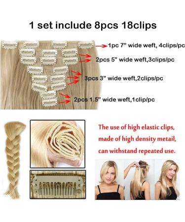 Ombre Colorful Synthetic Clip in Hair Extensions - 23 Light Auburn - 8Pcs Full Head, 18Clips - Buy Online on SooperMarket.com