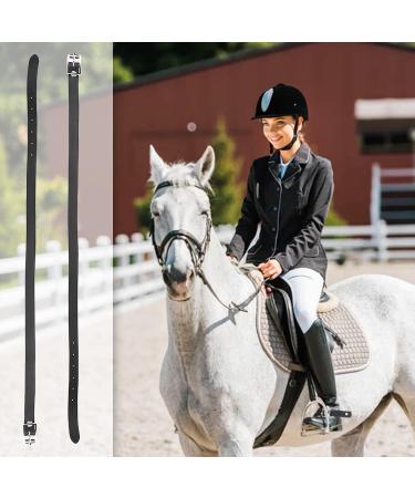 Agate Black Leather Spur Straps - 50cm/19.7in Stainless Steel Buckle Perfect for Horse Riding & High Boots | Premium Horse Accessories - Buy Online on SooperMarket.com