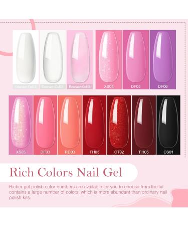 COSCELIA 10PC Multi-Color UV Nail Polish Set with 36W Nail Dryer & Poly Extension Gel Kit | Complete DIY Manicure Accessories for Home & Salon #0179 - Buy Online on SooperMarket.com