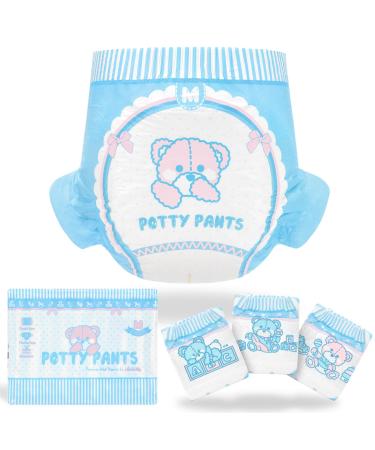 LittleForBig Adult Printed Diapers 10 Pack - Potty Pants (Medium 71-96 CM) Blue M