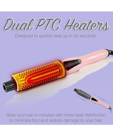 Heated Styling/Curling Iron Brush | 3-in-1 Ceramic Ionic Hair Curler/Straightener | Anti-Scald Bristles | Free Travel Pouch | Electric Curl Wand - Buy Online on SooperMarket.com